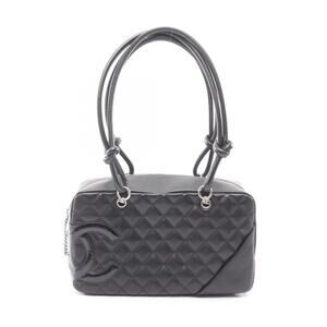 Chanel Cambon Line Bowling Bag Shoulder Handbag Leather Patent Women's Black ...